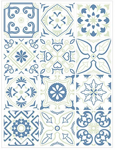| Autocollants de Carreaux Adhésif | 12 Pièces - Stickers Autocollants Adhesifs Carrelage - Carreaux de Ciment - FRESHNIGHT - Dimensions d'un Sticker : 20 x 20 cm - Cuisine Salle de Bains Meubles ...