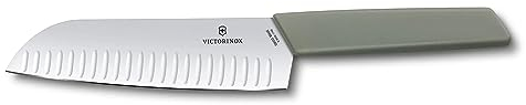 Victorinox, Swiss Modern, Coltello Santoku professionale, lama extra affilata, 17 cm, acciaio inossidabile, verde oliva