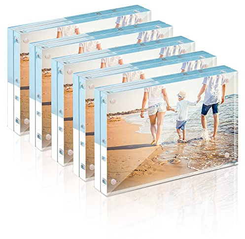 TWING 5 Pack Premium Acryl Picture Frame 8x10 Magnet Photo Frame Thickness 12 + 12MM Clear Picture Frame,8 by 10 Picture Frames Acrylic Magnetic Photo Frames Self Standing double sided frame Gift