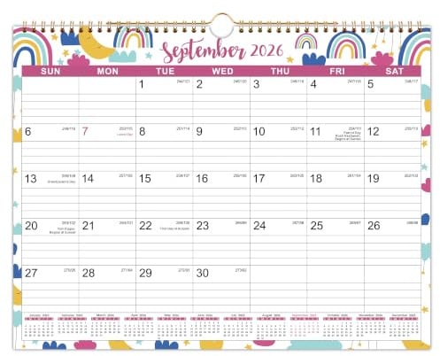 2021–2022 Wandkalender – 18 Monate 2021–2022, Juli 2021 Dezember 2022, 37,5 cm x 29,2 cm, flexibel mit Julianischem Datum, bunter Kalender, perfekt für Schule, Büro und Zuhause Planung Organisation