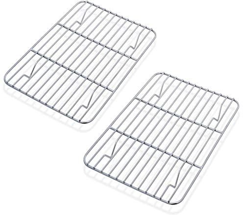 HaWare Juego de 2 rejillas de enfriamiento de 100% acero inoxidable grueso rejilla de horno rectangular para hornear freír enfriar asar 215 x 16 x 2 cm saludable y duradera apta para lavavajillas