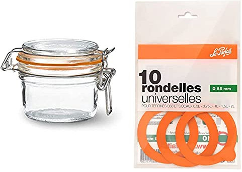 Le Parfait - Lot de 6 Terrines en Verre de 125 Grammes - Ø 7 cm & Sachet de 10 rondelles Super - 85mm