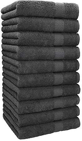 Betz Handtuch 10er Pack Handtücher Set Palermo Größe 50x100 cm 100% Baumwolle - gut trocknend, leichte Qualität - ideal für Sport, Strand, Reisen Farbe Anthrazit Grau