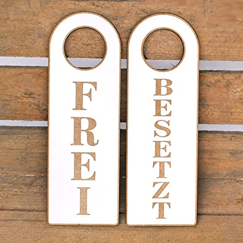 Schild Türanhänger BESETZT FREI - graviert Anhänger WC Toilette Türschild 23x8cm | Dekolando Home Accessoires (Türanhänger FREI & BESETZT)