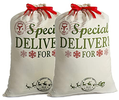 2 pack Weihnachtssack Extra Groß Weihnachtsmann Sack 39.4 X 27.6 Santa Sack Weihnachten Tasche für Xmas Strümpfe Geschenk für Kinder