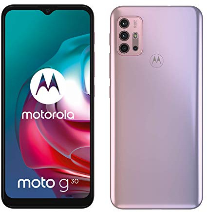 Motorola Moto G30 (6.5 Inch 90Hz, Qualcomm Snapdragon, 64MP quad camera system, 5000 mAH battery, Dual SIM, 4/128GB, Android 11), Pastel Sky (Renewed)