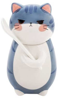 Xfeyaqlo Taza Gato Kawaii, Taza 3D Tazas Desayuno Bonitas Taza de Decoracion, para Desayuno, Té, Café, Leche, Regalos para Familiares, Amigos (Cerámica, 300 ml, Azul)