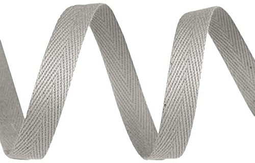 Köperband 1m x 10mm breit große Farbwahl Einfass- Nahtband Gurtband Baumwollband, Größe:10mm, Farbe:hellgrau
