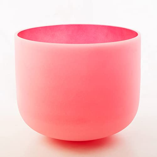 Leize Quartz Crystal Singing Bowl C Note 432 hz Root Chakra Red 12 Wide with Suede Striker