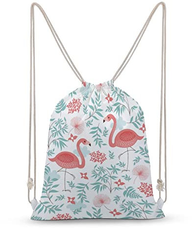 NIBABAEU Rucksack mit Kordelzug, Flamingo, große Kapazität, wasserabweisend, Segeltuch, Sport, Yoga, Turnbeutel für Jungen, Mädchen, Kinder, Frauen