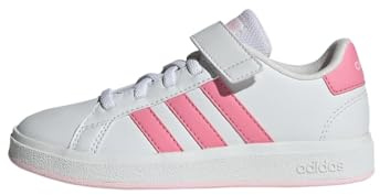 adidas Unisex Kinder Grand Court Court Elastic Lace and Top Strap Shoes, Core Black / Cloud White / Core Black, 33 1/2 EU