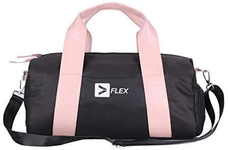 Damen Sport Sporttasche / Reisetasche mit separatem Schuhfach und Nasstasche, wasserdichte Turntasche für Frauen, langlebige Reisetasche mit Schultergurt, schwarz/pink, Sporttasche für Damen