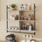 Bestier 3 Tier Floating Pipe Shelving 105.5CM Industrial Wall Mounted Ladder Shelf Hanging with Circular Tube with Hooks Wood Display Storage Home Decor Book Shelves