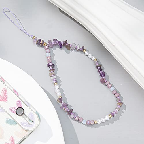 Bracelet pour téléphone portable,Charme de téléphone Corde,Dragonne de Lanière de Téléphone Perlée, Sangle de Chaîne de Téléphone Perlée de Fleurs de cristal de Perle Anti-Perdue pour Les Femmes Fille