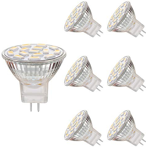 EKSAVE MR11 GU4.0 4W LED Glühbirnen, Äquivalent zu 25-35W Halogenlampen, GU4.0 Base AC/DC 12V, 350LM, 120° Flutlichtstrahl, Einbauleuchten, Schienenbeleuchtung 3000K, 6 Stück