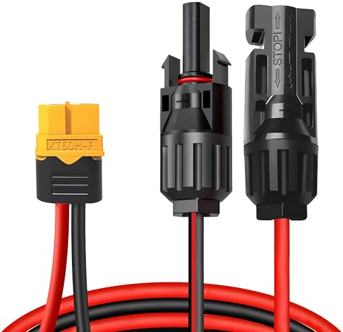 YYWEi Solarpanel Stecker Solarladekabel Solarstecker auf XT60 Adapter Stecker 12AWG Kabel für Solar Connectors Solargenerator Tragbare Kraftwerke Powerstation 60CM