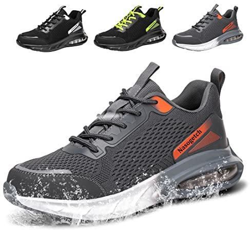 Fadezar Sicherheitsschuhe Herren Damen Wasserdicht Arbeitsschuhe Herren Leicht Atmungsaktiv Stahlkappenschuh Sportlich rutschfest Arbeitsturnschuhe Gr.36-46 Grau EU 39