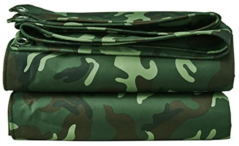 Bâche imperméable et résistante 2 mx 4 m/2 m x 5 m/6 m x 6 m 450 g/m² avec œillets renforcés, polyvalente pour une utilisation en extérieur, tente auvent en toile Oxford camouflage vert (peut être per