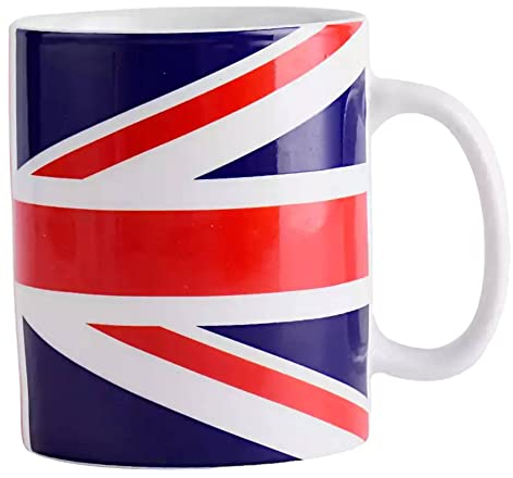 Caribou Living Big Large Union Jack Flag Mug Britan UK Porcelain Cup Holds 500ml Hot Drinks, Tea, Coffee, Hot Chocolate