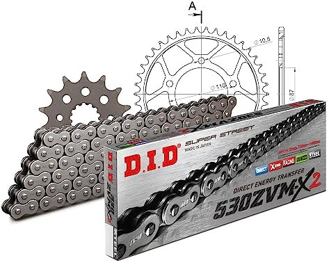 Jeu de chaînes DID acier 530ZVM-X / 106 Serrure à rivet