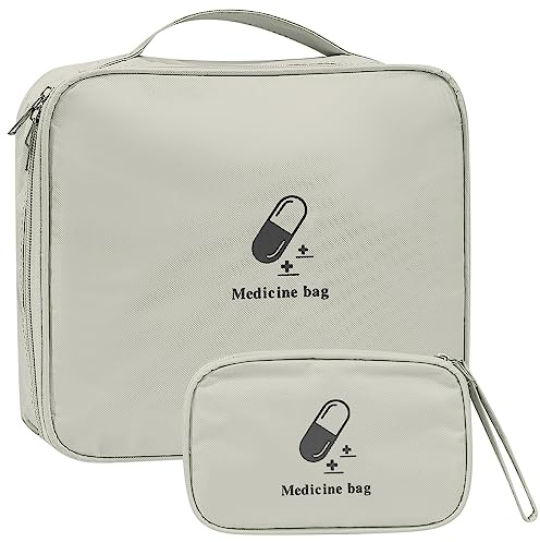 LJAPPLIED Erste-Hilfe-Set, tragbare medizinische Reisetaschen, kleine/große Notfall-Organizer-Taschen, wasserdicht für Outdoor, Camping, Reisen, Arbeit, Rosa (weiß), 2 Stück, grau, Large: 25x9x22 cm