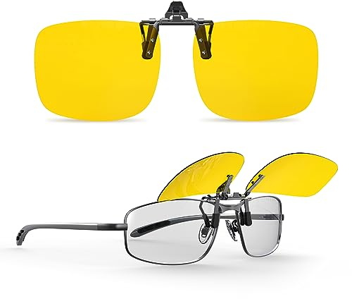 Goiteia Polarisierte, hochklappbare Clip-on-Nachtfahrbrille mit Blendschutz für Männer und Frauen, minimiert effektiv die Blendung durch entgegenkommende Scheinwerfer, hochauflösende Sicht(60 * 47mm)