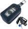 Andibro Coque de clé de voiture universelle en cuir véritable double couche avec porte-clés et mousqueton, accessoires de voiture compatibles avec télécommande, bleu, taille unique