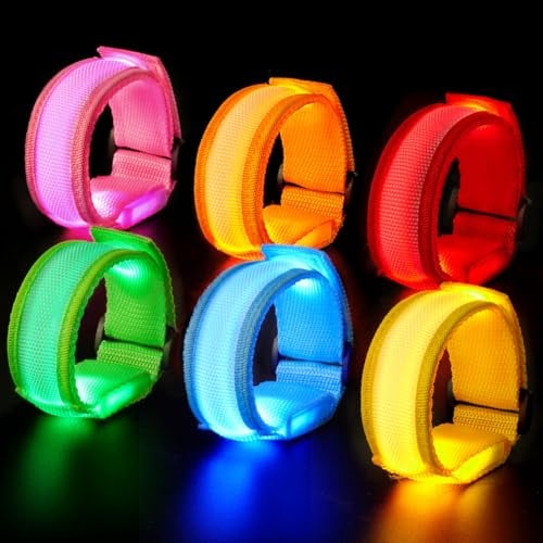 Ainiv 6 Stück LED Leuchtarmbänder Blinkende Armbänder in der Dunkelheit, Armreif für Kinder Erwachsene, Beleuchtendes Spielzeug für Geburtstagsparty Geschenke, Hochzeit, Raves, Konzert, Camping