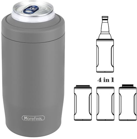 Morefeel Enfriador de latas delgado 4 en 1 de doble pared de acero inoxidable aislado