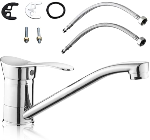PLLYPE Küchenarmatur, Spültisch-Einhebelmischer, Einhebel Küchenarmatur, mit 2 Anschlussschlauch(40cm), für Küche, Bad, Balkon, 360 ° Drehbar