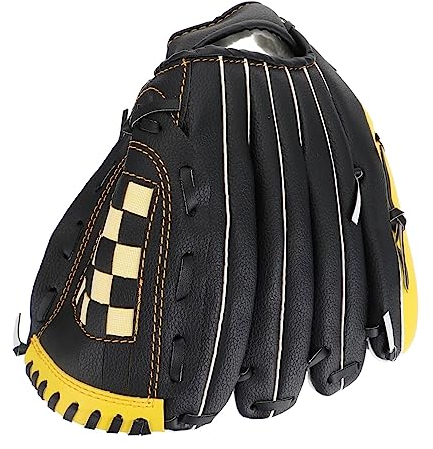 KOMBIUDA 1stück Baseballhandschuh Für Erwachsene Langlebig Gelb-schwarz Für Baseball Und Softballtraining Schützender Handschuh Für Anfänger Und Wettkämpfe