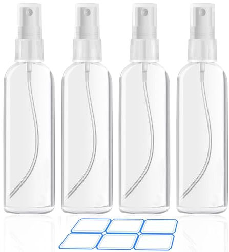 DTDNZKN 4 Pack 4 Oz (120ml) Small Spray Bottles - Fine Mist, Refillable, Reusable