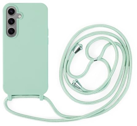 Handykette Kompatibel mit Samsung Galaxy S24 | Necklace Hülle mit Band, Handyhülle zum Umhängen | Case mit Handykordel, Stoßfeste Schutzhülle zum Umhängen Kordel | Mintgrün