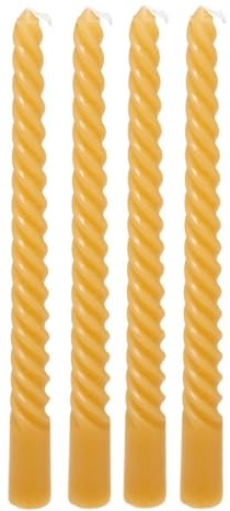 4er Set Hugo Spiralkerzen 25cm gelb