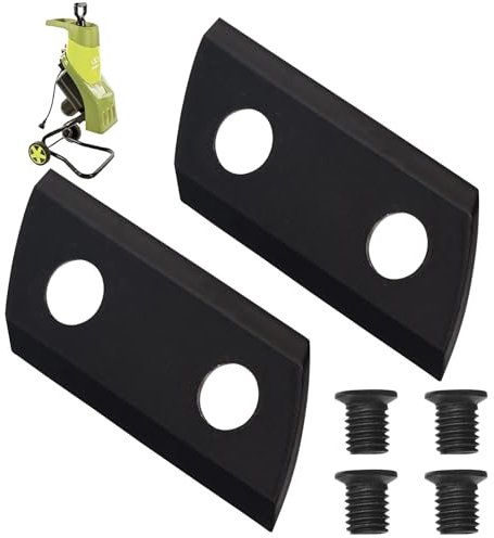 WHMYZHL 2 pcs Wood Chipper Blades Garden Shredder Knives Compatible with Eco ES1600, McCulloch MCS2001, Sun Joe CJ601E CJ602E, Earthwise GS70015 - Double Sided Cutting Tools (2 Hole)