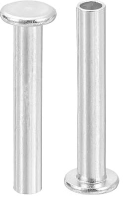 QUARKZMAN 50Pcs Rivets Semi-Tubulaires, 4mm x 25mm Rivet Tubulaire Semi-Tubulaire à Tête Plate en Aluminium pour Réparation Industrielle et Domestique, Argenté