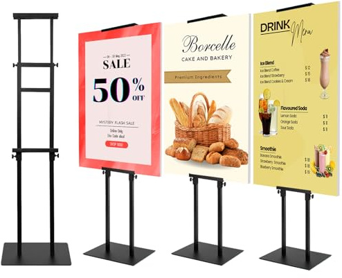 STANDNEE 4PACK Adjustable Poster Holder, Foam Board Stand for Display, Heavy Duty Pedestal Sign Holder, Metal Stand for Display Board Up to 83