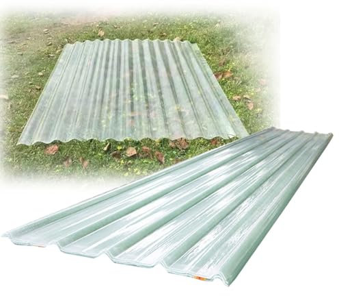 generisch 12 Stück Wellplatten Transparente Dachplatten Wetterfest FRP-Tageslichtplatten 1,2mm Dick Wandblech Ersatzplatten Hagelsicher/Wärmeisolierende/Stumme(900x1500mm-35 x59)