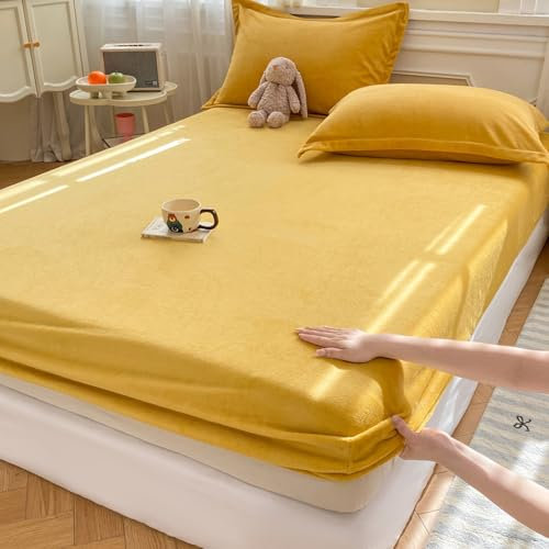 JIANINGHOME Warme Fleece Spannbettlaken 150x200,Spannbettlaken Plüsch Flauschig Fleece Winter Spannbetttuch Cashmere Touch Flanell Bettlaken