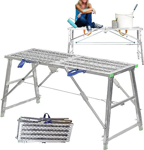 Mehrzweck-Stehleiter, zusammenklappbar, höhenverstellbar, max. Tragkraft 400 kg, verzinkte Stahlkonstruktion, ideal für Gerüste und Turmleiter, 180 cm Größe
