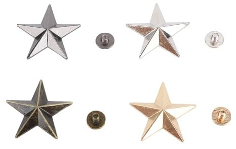 100 Juegos de Remaches de Estrella, Remaches de Cuero de Metal de 26 Mm Tachuelas y Picos de Estrella, Remaches de Ropa para Bolsas de Tela Zapatos Collar de Mascotas Artesanal DIY
