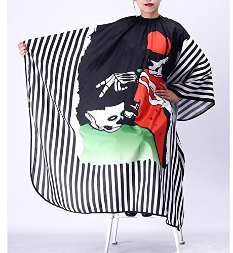 HAPINARY Langer Gestreifter Friseurumhang Mit Retro-print Schürze Für Friseurbedarf Schützt Kleidung Bei Färbung Und Dauerwellen