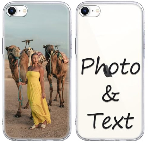 Kivlclri Personalisierte Handyhülle für iPhone 7/8/SE 2022/SE 2020 4,7'', Personalisiert Hülle mit Selbst Gestalten mit Eigenem Bild Foto Schutzhülle, Individuelle Design Case für iPhone 8,transparent