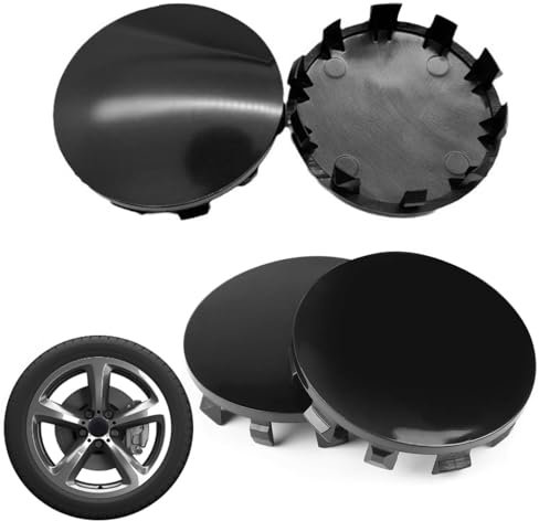 4 Stück Radnabenkappen 56mm Nabendeckel Universal Radnabenabdeckung Hochwertige ABS-Nabendeckel für Felgen Radnaben Felgendeckel Felgenkappen Kratzfest Strapazierfähig(Schwarz,Size:56mm Ø)