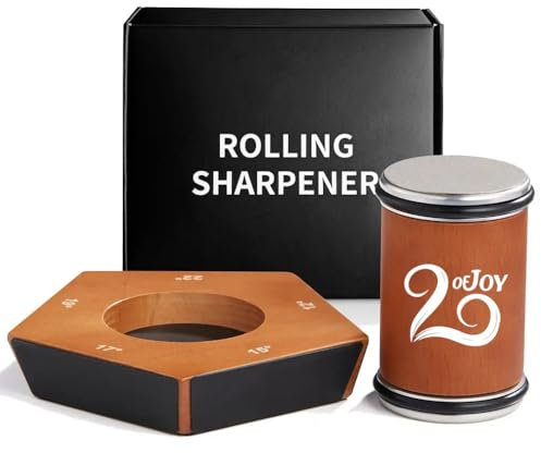 Affilacoltelli Professionale a Rullo 5 Angoli (12°–22°) – Manuale con Dischi Diamantati 1000/3000 – Supporto Magnetico per Affila Coltelli da Cucina – Arrota Coltelli in Acciaio Inox – 20ofJoy