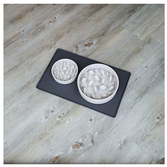 Zoon FloorGrip Bamboo Slow Feeder Dog Bowl - Stone - 17cm