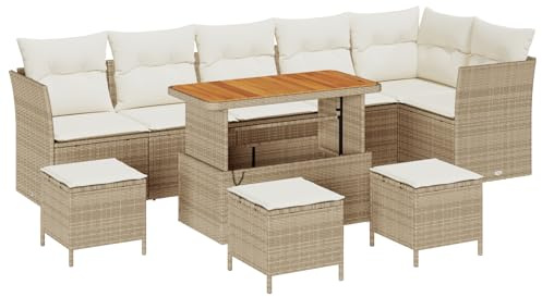 vidaXL Garten-Sofa-Set 10 STK. 6-Sitzanzahl Beige und Creme