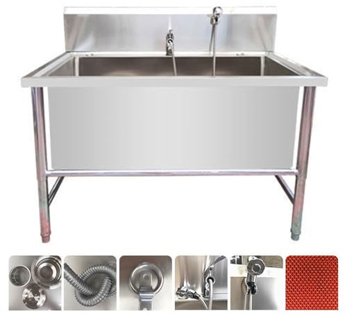 Bodenwischer-Waschbecken, Professionelle Hundepflegewanne – Haustierbadestation aus Edelstahl für große, mittelgroße und kleine Hunde – Waschbecken für zu Hause, 100 cm x 40 cm für einfaches