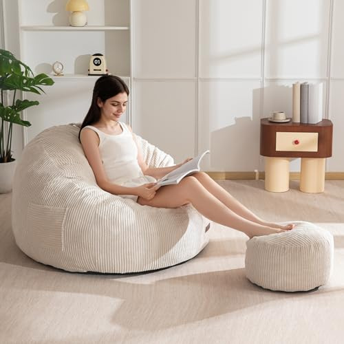 MAXYOYO Sitzsack mit Schaumstofffüllung, Kord Lounge-Sofa für Erwachsene