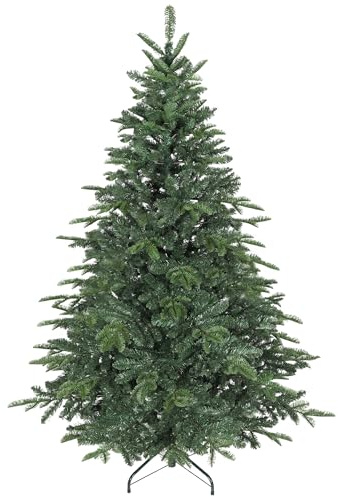 HOMCOM 6ft Artificial Christmas Tree with Realistic Tips, Wide Shape, Hinged Xmas Tree with Foldable Metal Stand for Home Decoration, Flame-Retardant, Easy Assembly, Green
